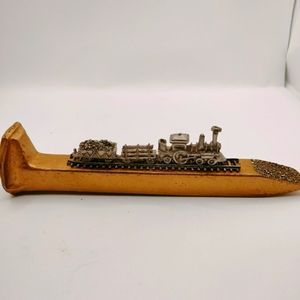 Mini Locomotive Engine Coal Train Track on Iron Spike Railroad Tie Paperweight